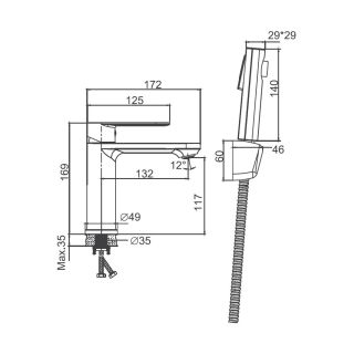 Смеситель для раковины с гигиеническим душем Maretti Florenza Black FLG32RF28, черный